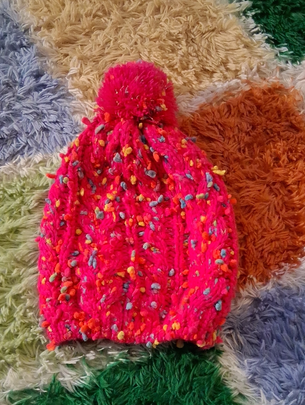 Target Kids Pom-Pom Beanie - Hot Pink with Multicolor Flecks